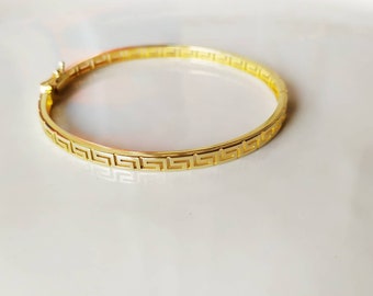 Cuff Bracelet 14K solid gold meander greek key eternity