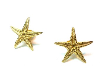 Starfish Gold Earrings 14K, 1.9 cm height