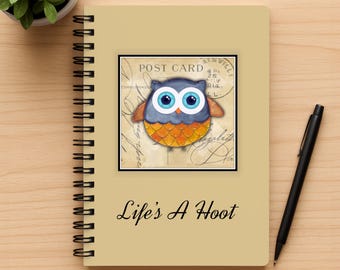 Cuaderno espiral, diseño de búho, 5 x 7 pulgadas, páginas rayadas