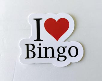 I Love Bingo Water Resistant Sticker