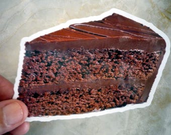 Rebanada de pastel de chocolate, calcomanía resistente al agua, calcomanía de vinilo laminado de 3 x 3 pulgadas