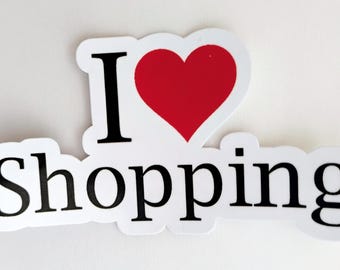 Small I Love Shopping Water Resistant Sticker