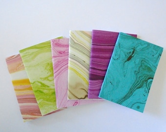 Pocket Size Marbled Notebooks, A Set of FOUR 3 1/2 x 5 Inch Blank Notebooks