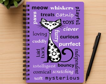 Cuaderno espiral con diseño de gato, 5 x 7 pulgadas, páginas rayadas