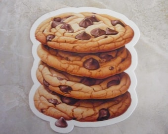 Galletas con chispas de chocolate, pegatina resistente al agua, vinilo laminado de 7,6 x 8,9 cm