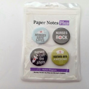 Nurse Theme Magnets: 1.25&quot; Round Button Magnets, Set of 4