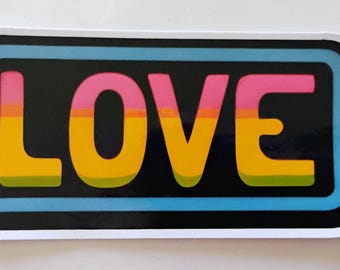 Hippy Love Sticker, Water Resistant Laminated Sticker