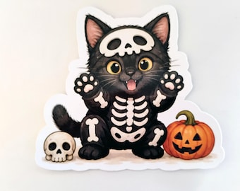 Halloween Kitty Sticker Water Resistant