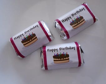 Mini envoltorios de caramelos para tartas de feliz cumpleaños, regalos de chocolate para cumpleaños hechos a mano, archivo PDF DESCARGABLE INSTANTÁNEAMENTE