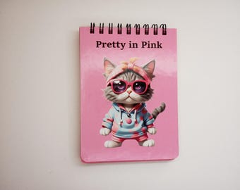 Cuaderno espiral, pequeño cuaderno de notas con diseño de gato