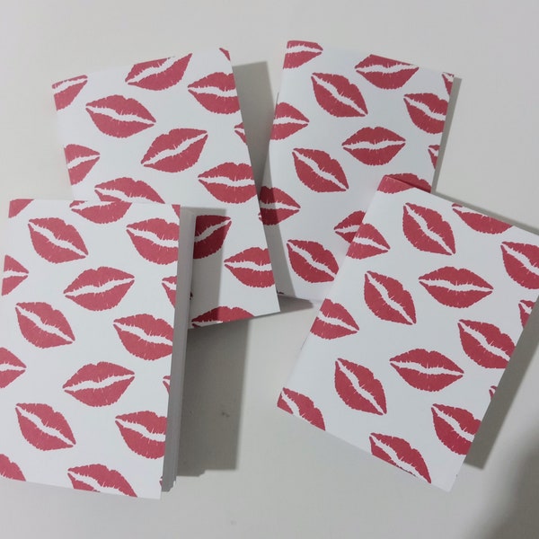 Pocket Size Notebooks With Lipstick Covers, A Set of FOUR 3 1/2 x 5 Inch Blank Notebooks