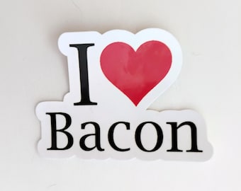 Small I Love Bacon Water Resistant Sticker