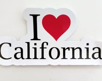 Small I Love California Water Resistant Sticker