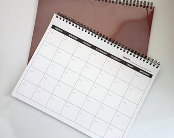 Cuaderno planificador mensual en espiral sin fecha, 15 meses, 8,5 x 11 pulgadas