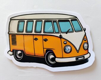 Hippy Love Bug Van, Water Resistant Laminated Sticker