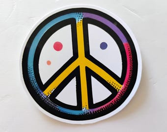 Mixed Color Peace Sign Water Resistant Laminated Sticker