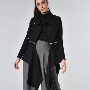 Asymmetrical Jacket / Futuristic Clothing / Women Black Blazer / Cyberpunk Clothing / Asymmetric Jacket / Futuristic Jacket  METC0115