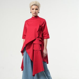 Asymmetrical Shirt / Oversized Tunic / Short Sleeve Tunic / Avant Garde Clothing / Asymmetric Tunic / Performance Outfit METSh0002