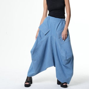 Elastic waist denim top skirt plus size