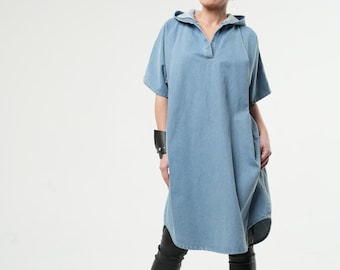 oversized denim hoodie dress 22 Denim dress & Shoes outfit ideas
