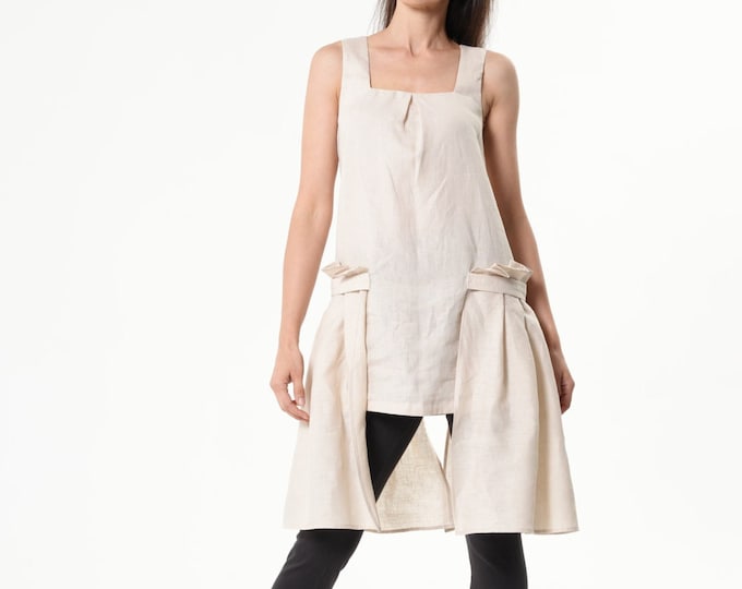 Asymmetric Linen Tunic Top / Extravagant Summer Top  METT0261