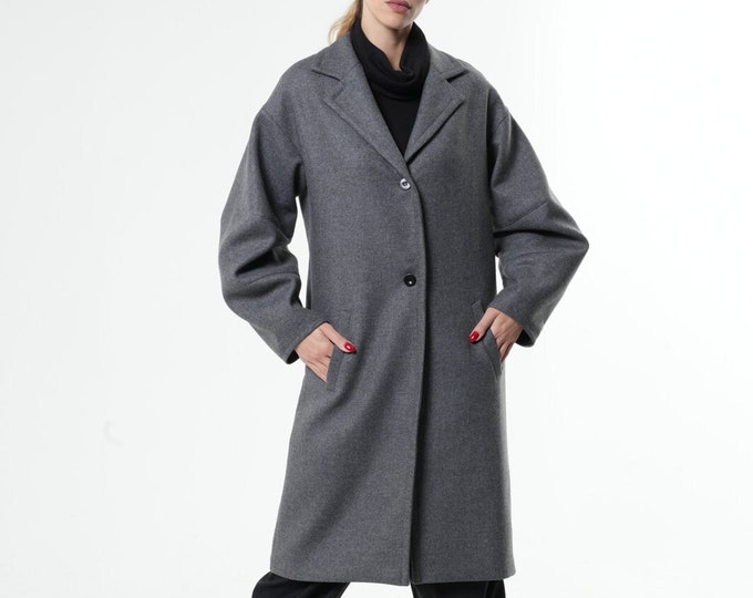 Long Wool Coat In Gray / Gray Coat / Warm Wool / Long Coat With Buttons / Winter Gray Coat / Outer Garment