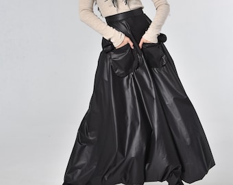 A Line Maxi Skirt / Black Circle Skirt / Long Skirt with Pockets / Balloon Skirt / Black High Waisted Skirt / Loose Skirt / Elegant Skirt