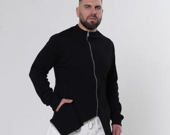 Men’s Asymmetric Zip Cardigan | Avant-Garde Long Cardigan for Men METMC0004
