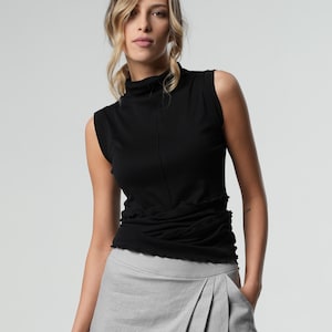Asymmetric Tunic / Sleeveless Top / Avant Garde Clothing / Asymmetric Top / Yoga Wrap Top / Mockneck Top / Extravagant Tunic /Tunic METT0245