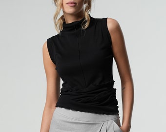 Asymmetric Tunic / Sleeveless Top / Avant Garde Clothing / Asymmetric Top / Yoga Wrap Top / Mockneck Top / Extravagant Tunic /Tunic METT0245