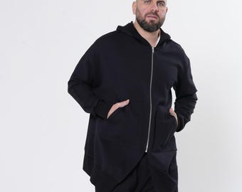 Men’s Asymmetric Zip Hoodie | Urban Streetwear Zipper Vest METMC0007