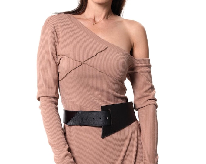 Genuine Leather Waist Belt  / Asymmetric Belt / Leather Acccessory - META0057