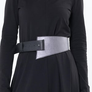 Silver Leather Waist Belt  / Genuine Leather Belt / Handmade Accessory - META0057