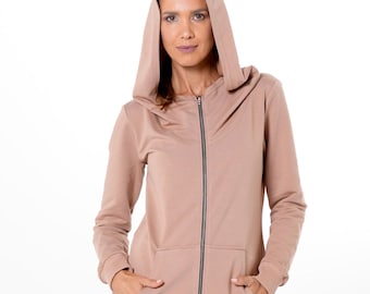 Long Zipper Hoodie – Longsleeve Hooded Top with Front Zip METT0289
