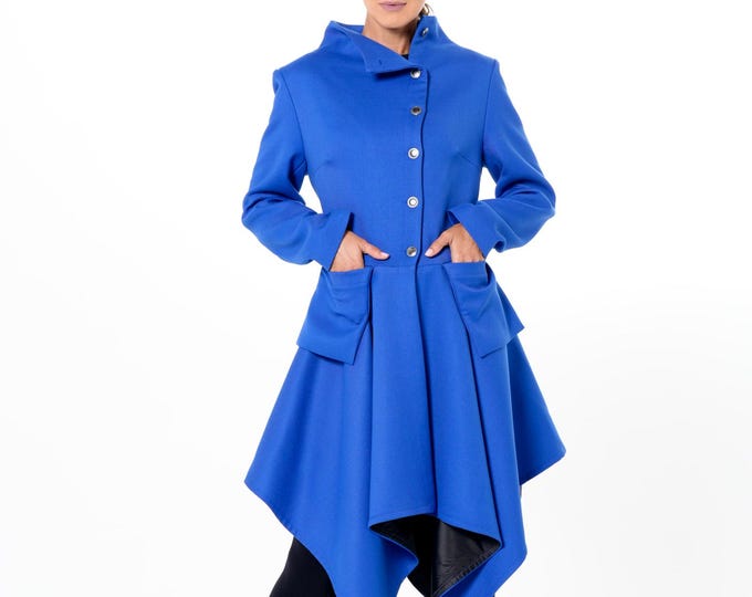 Transitional Coat In Royal Blue / Tailored Coat / Avant-Garde Jacket METC0150