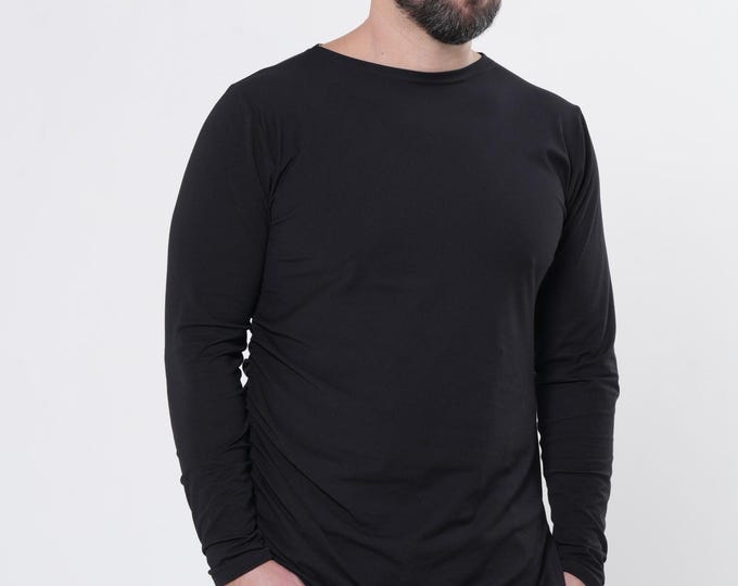 Men’s Casual Cotton Top with Asymmetric Hem | Minimalist Urban Tee METMT0010