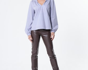 Vegan Leather Pants - Shiny Brown Leggings METP0141