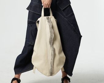 Beige Leather Backpack / Womens Leather Backpack / Leather Backpack Purse Women / Beige Backpack / Beige Leather Bag METB0039