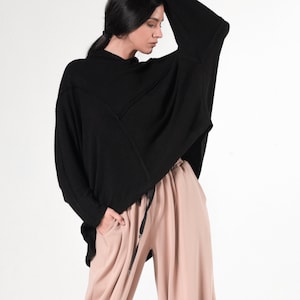 Asymmetric Top/ Hoodie Oversized/ Knitted Hoodie /Oversized Hoodie / Festival Hoodie/Asymmetrical Tunic/ Korean Style/ Plus Size 24 METT0232