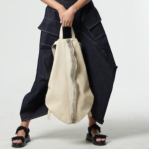 Beige Leather Backpack / Womens Leather Backpack / Leather Backpack Purse Women / Beige Backpack / Beige Leather Bag METB0039