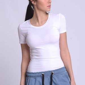 High Quality Summer T-Shirt / Plain White Tee / Short Sleeve Top / Basic Tee Shirt / Blank T-Shirt / Snow White T-shirt METT0190
