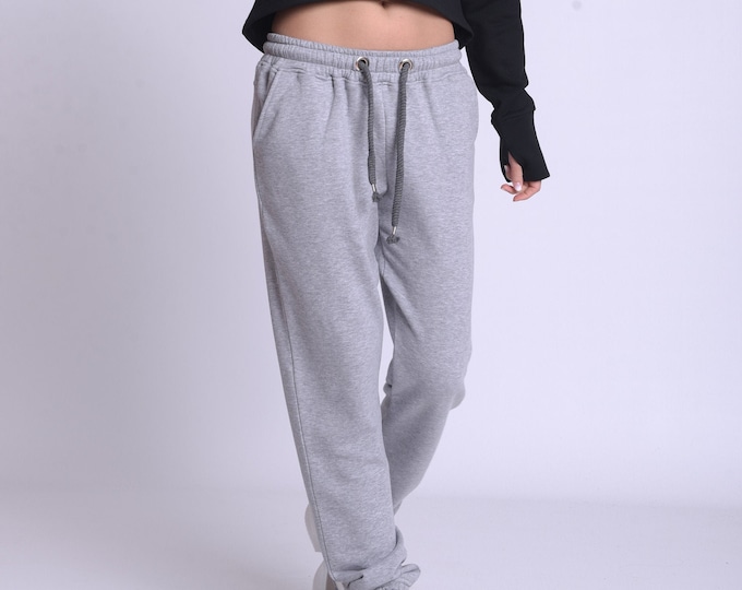 Lounge Pants / Grey Yoga Pants / Casual Cotton Sweatpants by METAMORPHOZA