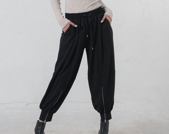 Black Harem Pants / Drop Crotch Pants Women / Black Loose Pants/Boho Wide Leg Pants / Bohemian Pants / Gypsy Pants METP0100