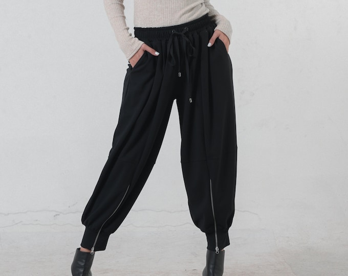 Black Harem Pants / Drop Crotch Pants Women / Black Loose Pants / Extravagant Pants / Boho Wide Leg Pants / Bohemian Pants / Gypsy Pants