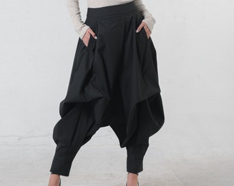 Black Harem Pants / Gypsy Pants / Ninja Pants / Aladdin Pants / Drop Crotch Pants / Samurai Pants / Oversized Pants /Bohemian Pants METP0102