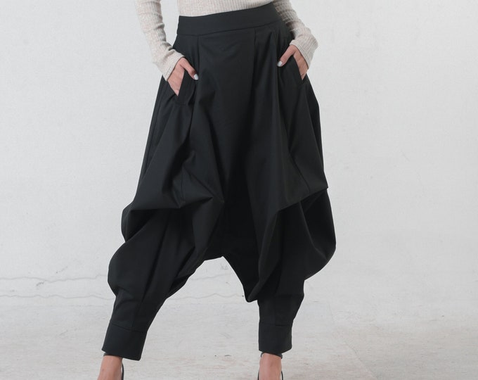 Black Harem Pants / Gypsy Pants / Ninja Pants / Aladdin Pants / Drop Crotch Pants / Samurai Pants / Oversized Pants / Bohemian Pants