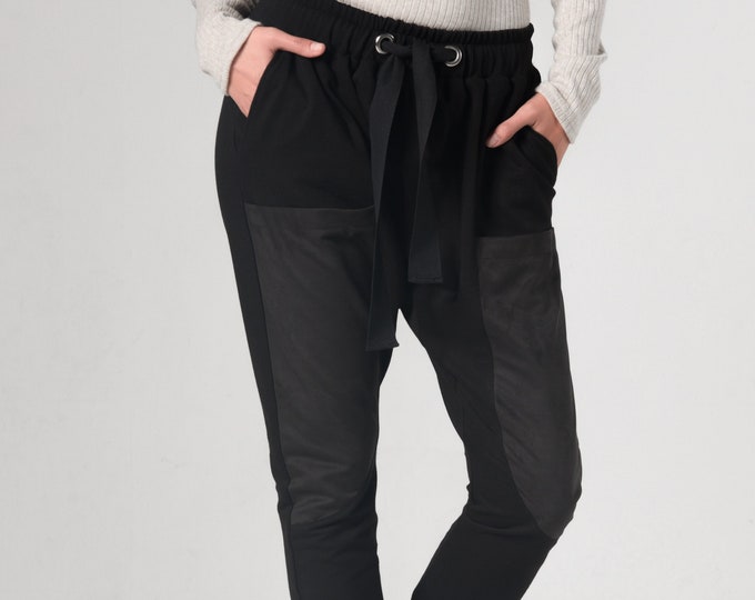 Black Harem Pants / Comfy Pants / Work Out Pants / Sweatpants Women / Sports Pants / Hippie Sweat Pants / Gypsy Pants / Work from Home