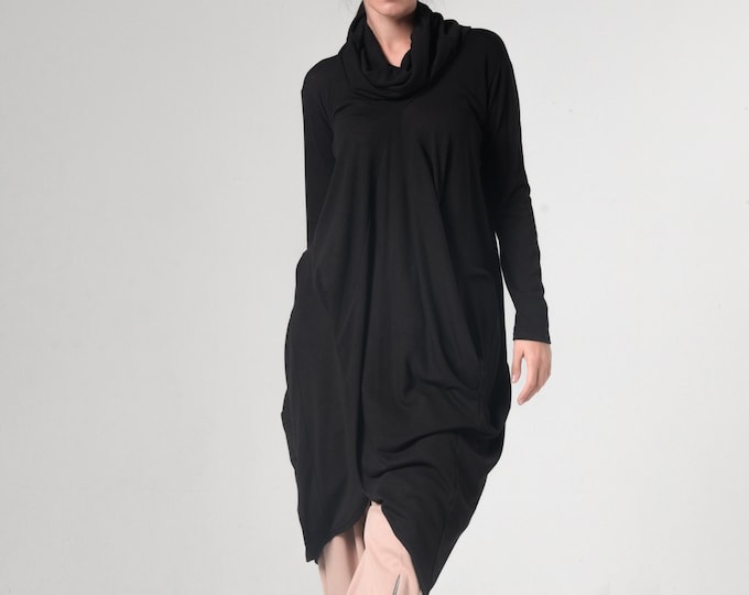 Maxi Tunic / Asymmetrical Tunic / Turtleneck Shirt / Boho Tunic Dress / Long Sweater / Long Sleeve Tunic / Oversized Sweater METT0117