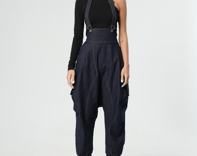 Denim Jumpsuit / Jeans Harem Pants / Drop Crotch Harem Pants  METP0110