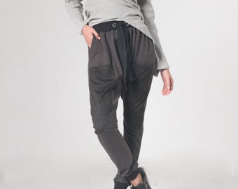 Womens Lounge Pants / Oversized Pants / Maxi Pants / Drop Crotch Pants / Winter Harem Pants / Elastic Waist Pants / Lounge Wear